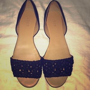 J.Crew black open toe flats